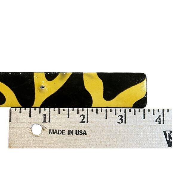 Michael Kors Yellow & Black Patent Leather Aminal Print, Brown Leather Ends, 40" - Picture 9 of 10